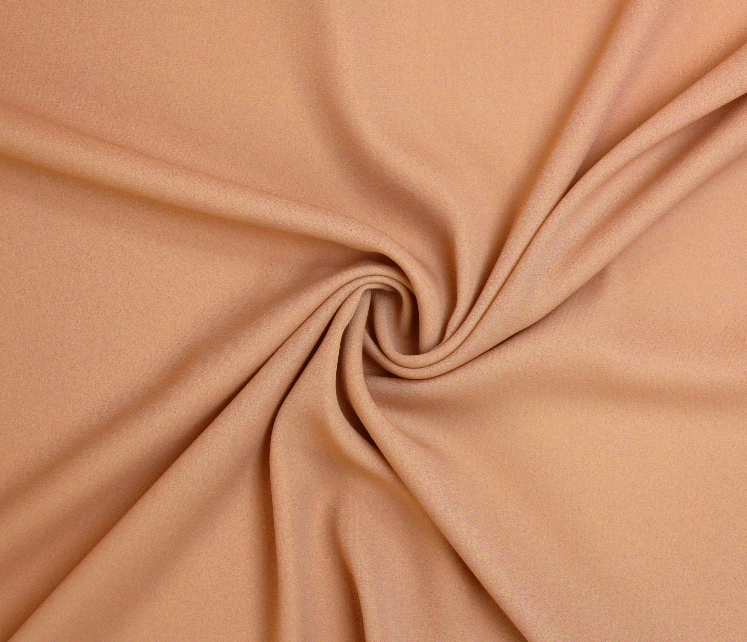 A solid nude georgette fabric twisted into a spiral shape.