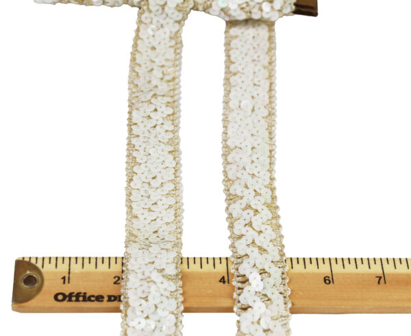 White Sequined Trim Lace - Image 2