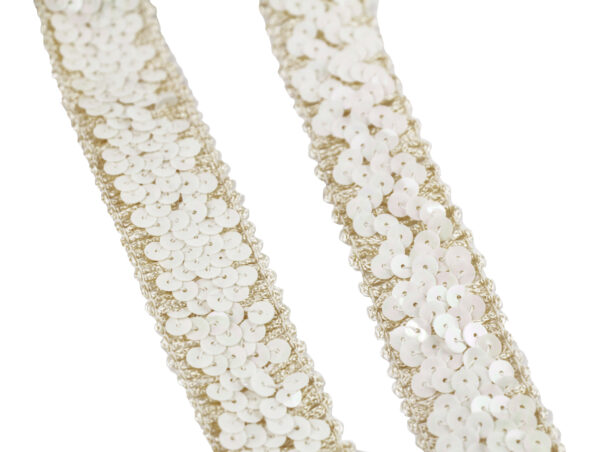 White Sequined Trim Lace - Image 3