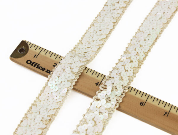 White Sequined Trim Lace