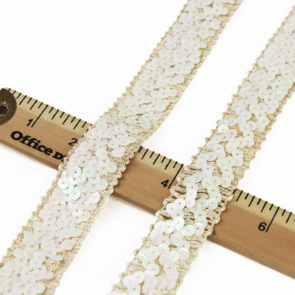White Sequined Trim Lace