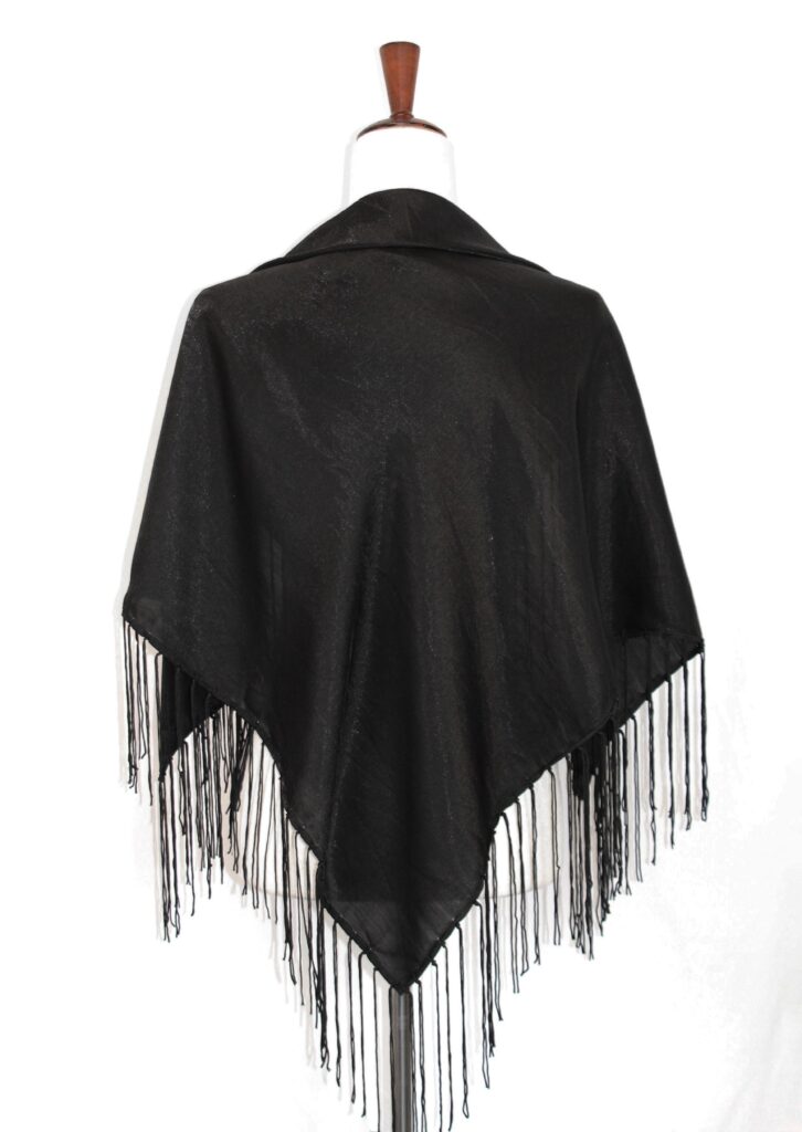 Shimmer Scarf With Fringe Black Wildbird Fabric