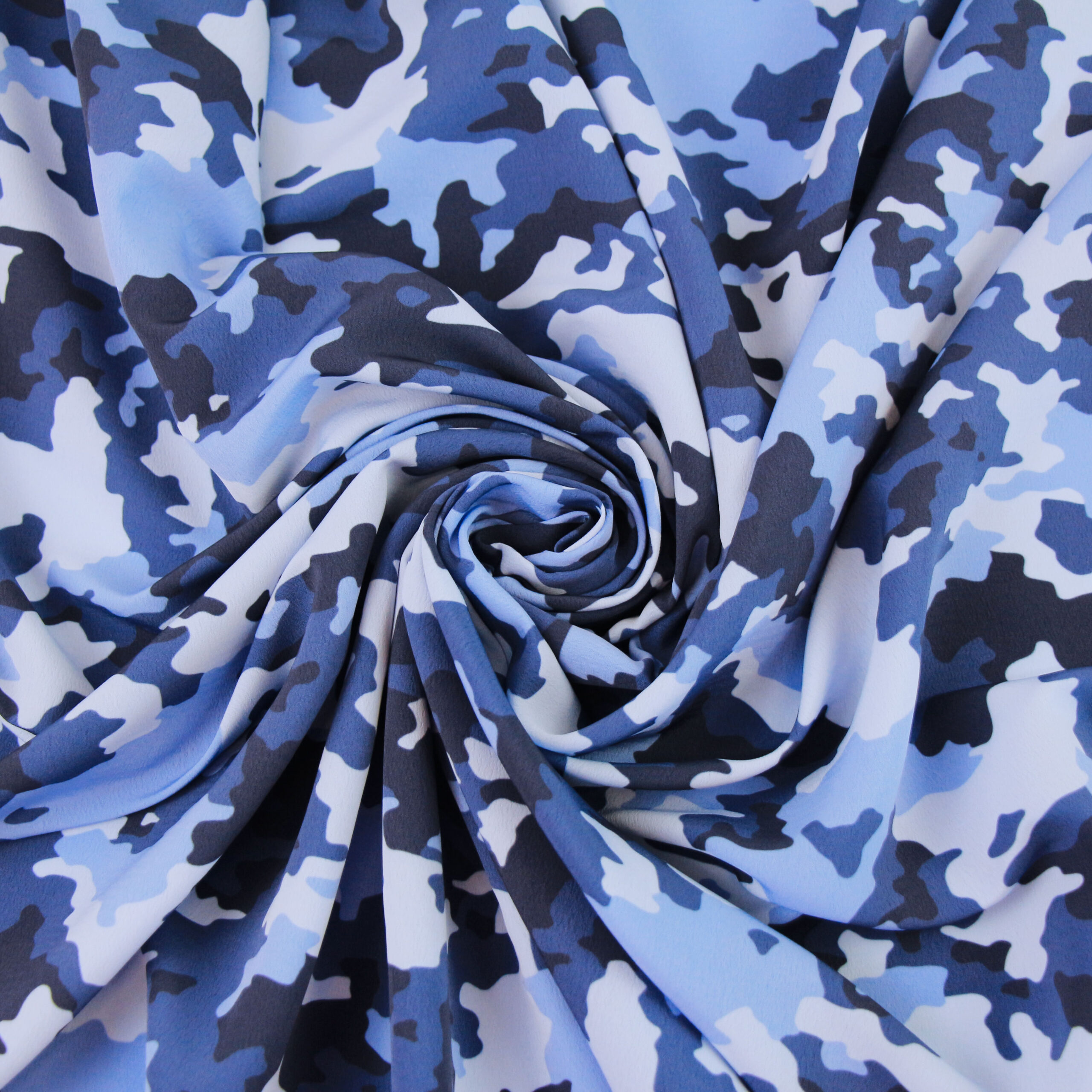 Camouflage – Blue Crepe Fabric | wildbirdfabric
