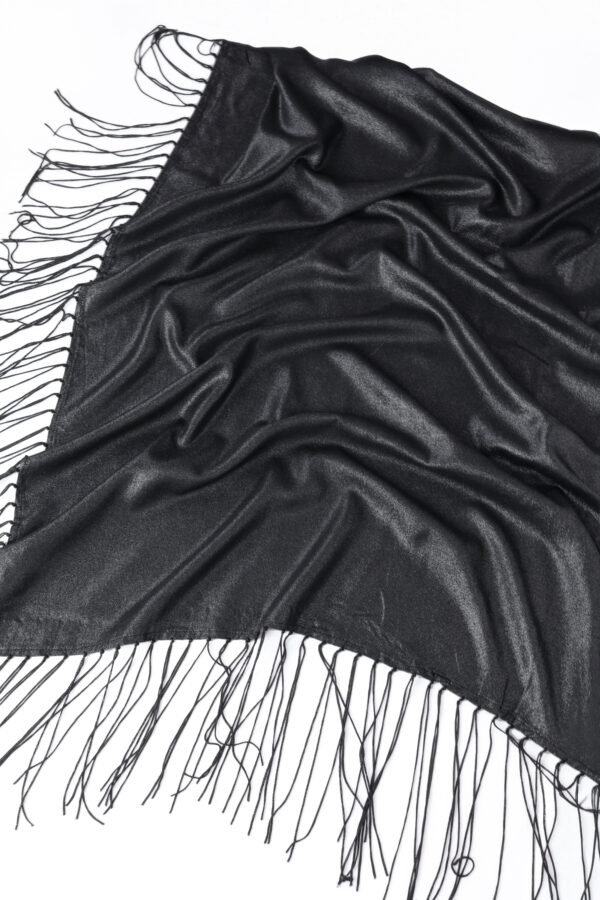 Shimmer Fringe Shawl - Black - Image 2