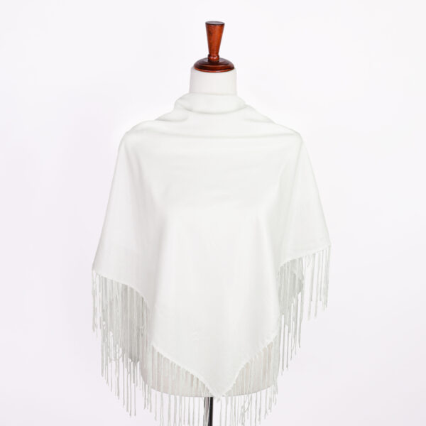 Shimmer Fringe Shawl - Ivory