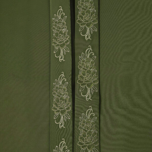 Deep Olive Embroidery - Peony 4-1