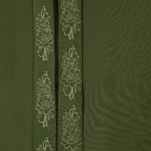 Deep Olive Embroidery - Peony 4-1 - Image 2