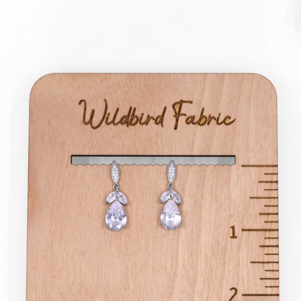 Silver Rhinestone Petal Earrings - Image 2
