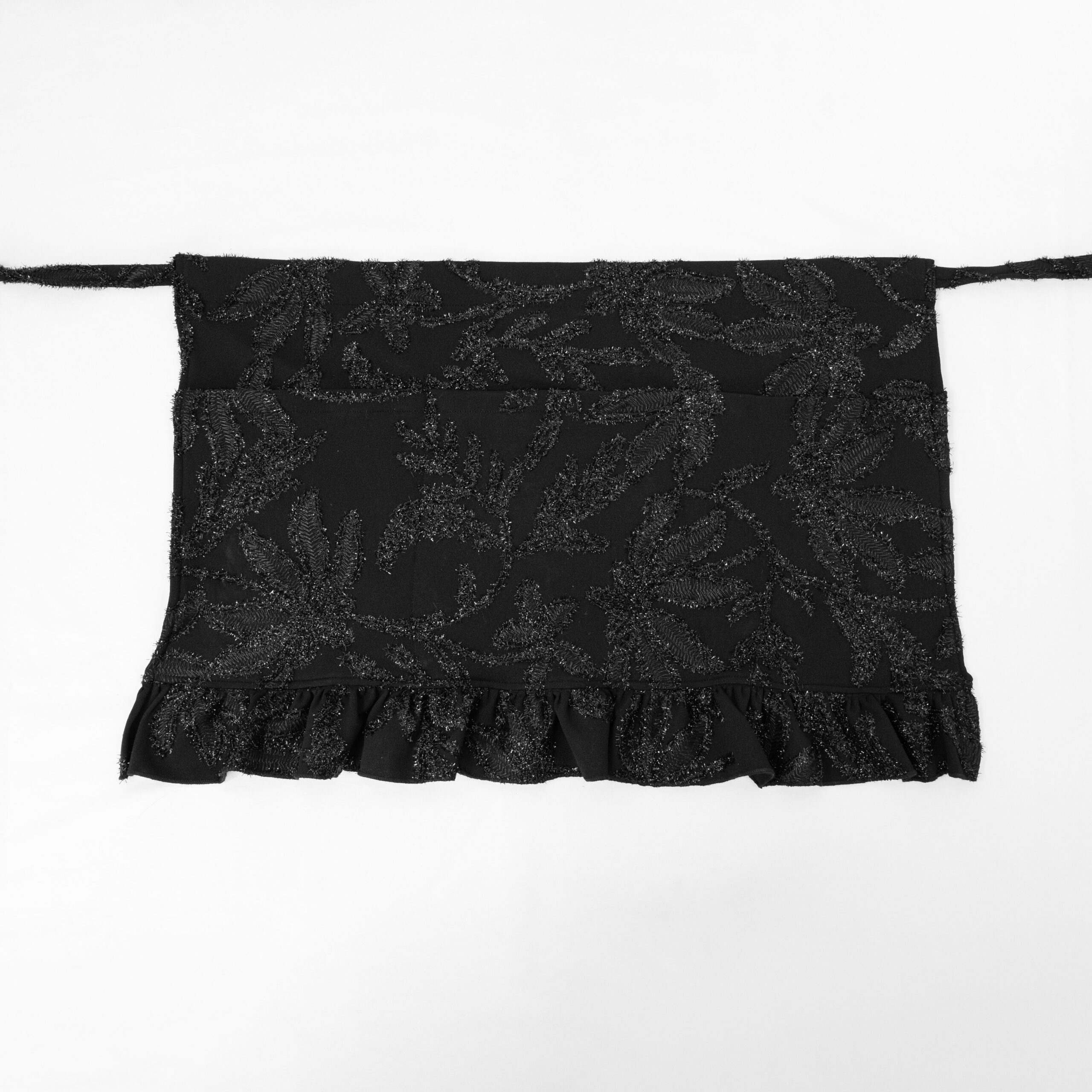 Apron - Black Stretch With Shiny Flowers - Image 2