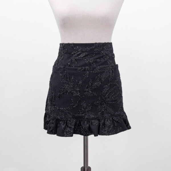 Apron - Black Stretch With Shiny Flowers