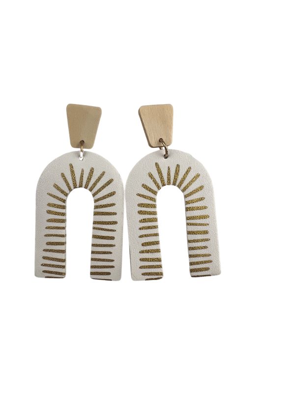 White Leather Horseshoe Earrings