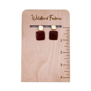 Beige & Burgundy Square Studs