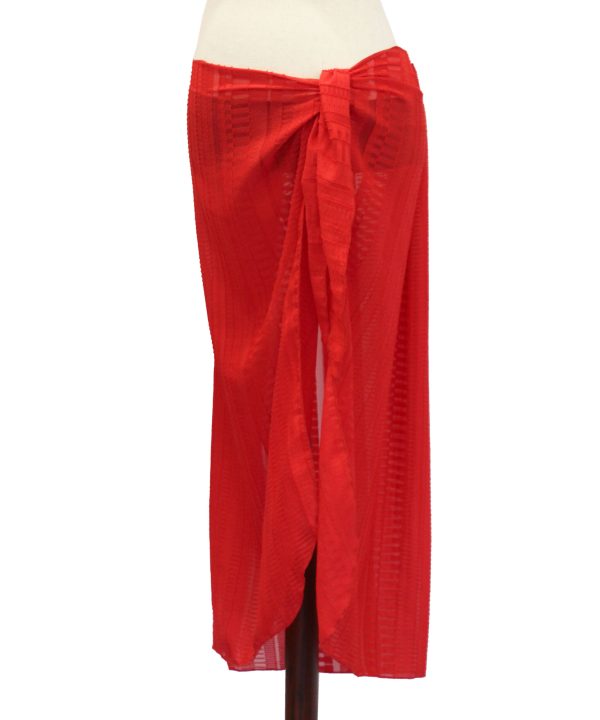 Cherry Red Textured Sarong - Image 2