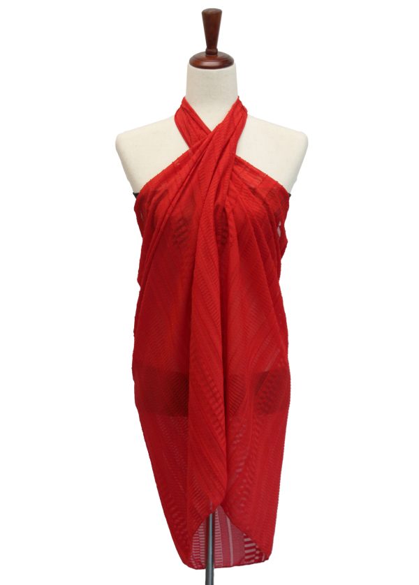 Cherry Red Textured Sarong - Image 3