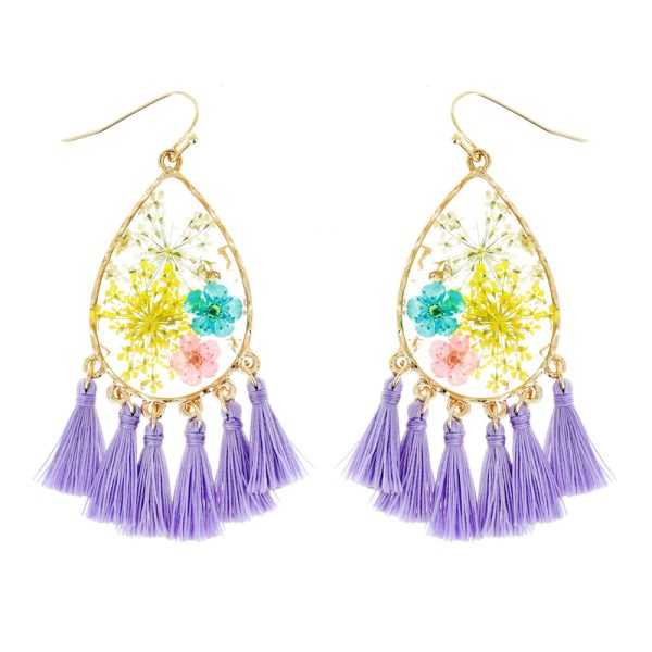 Dried Flower Earrings - Lavender