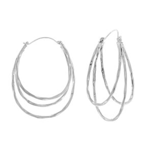 Silver Triple Hoop Earrings