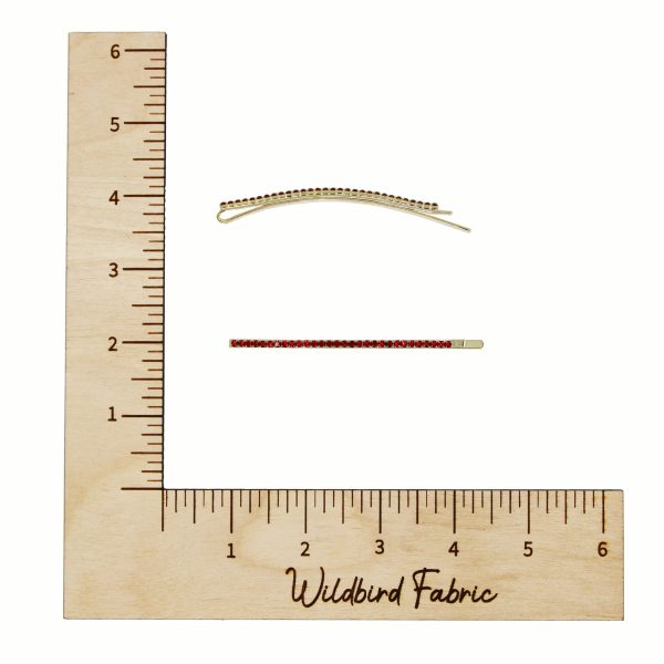 Rhinestone Clips - Gold & Red - Image 2