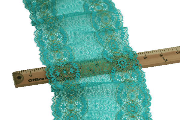 Prussian Green lace with Gold Cording - Image 2
