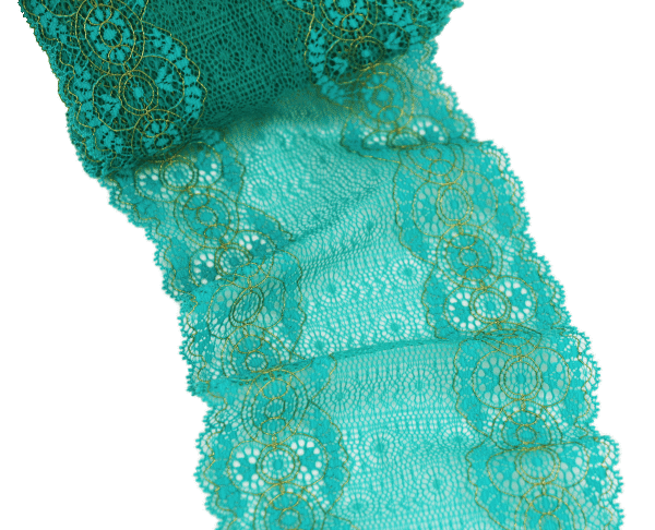 Prussian Green lace with Gold Cording