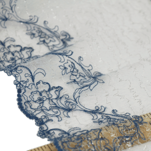 Shiny Soft Blue Tulle lace