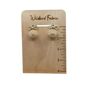 Taupe Bow and Puff Earrings